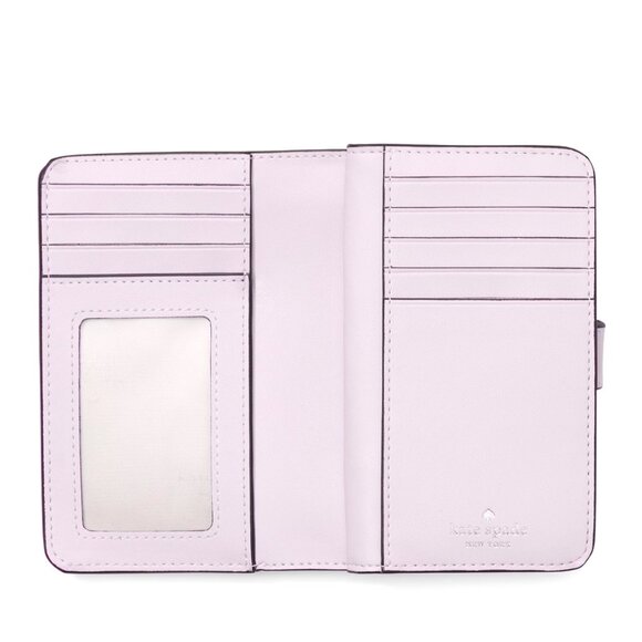 New Kate Spade Bridget Crinkle Patent Medium Compact Bifold Lilac Moonlight - Picture 2 of 3